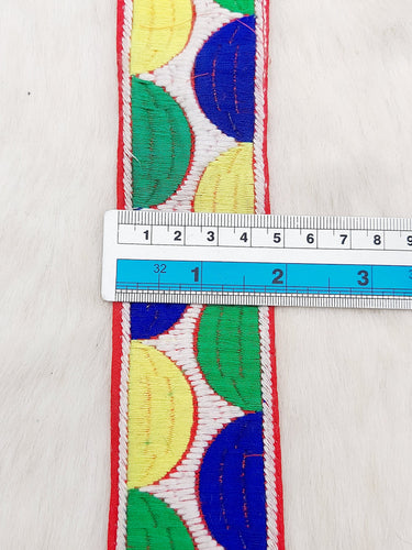 Geometric Semi Circle Embroidery Lace Trim, Sari Border, Trim by 3 Yards